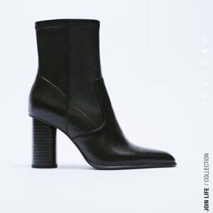 Zara Black Heeled Ankle Booties